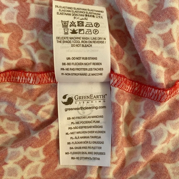 Boden Edie Jersey Swing Skirt w Pockets Red Pink Geometric Size 8 LONG - Picture 6 of 7